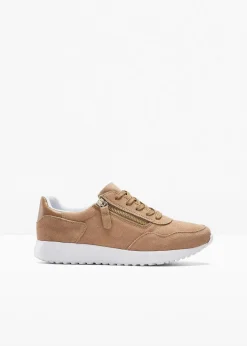 bonprix Sneaker^Sneaker aus Veloursleder camel