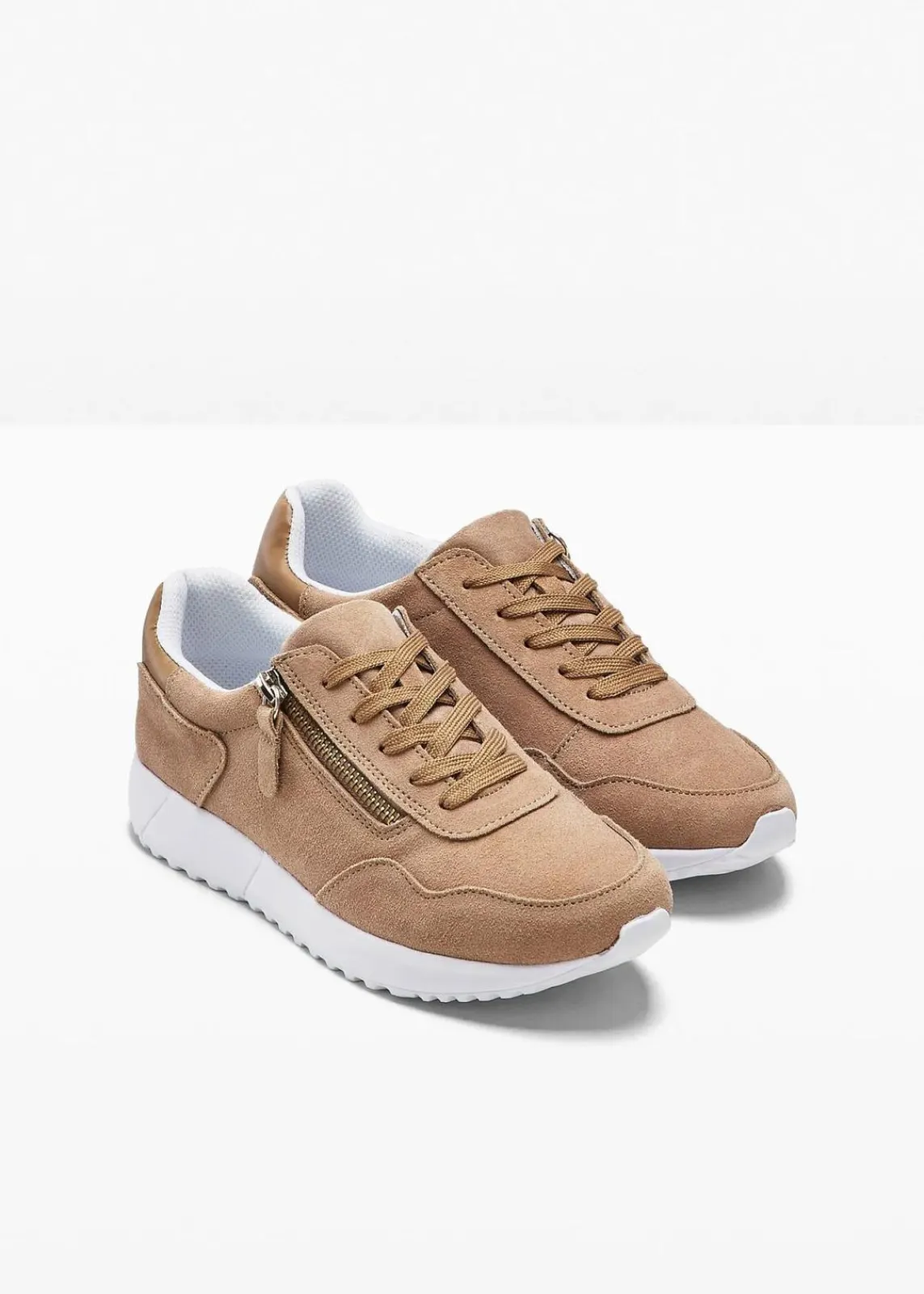 bonprix Sneaker^Sneaker aus Veloursleder camel
