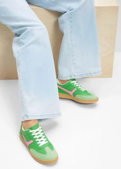 bonprix Sneaker^Sneaker im Retrolook kleegrün/kristallrosa