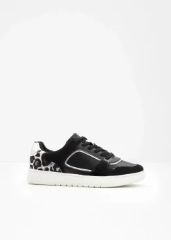 bonprix Sneaker^Sneaker mit Animal-Details schwarz leo/silber metallic