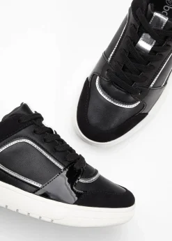 bonprix Sneaker^Sneaker mit Animal-Details schwarz leo/silber metallic