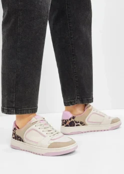 bonprix Sneaker^Sneaker mit Animal-Details beige leo/blütenpink
