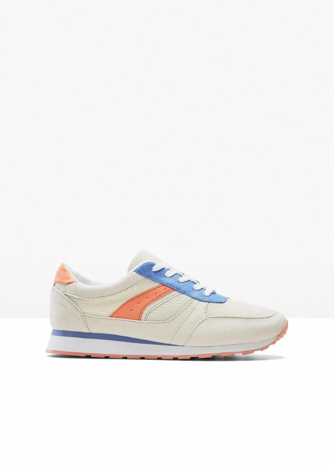 bonprix Sport- & Trekkingschuhe|Sneaker^Sneaker mit Mesh-Einsatz beige/orange/blau