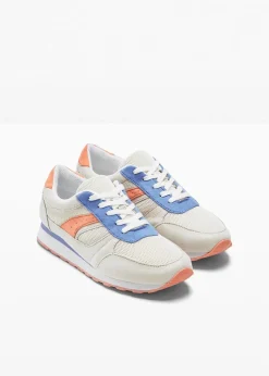 bonprix Sport- & Trekkingschuhe|Sneaker^Sneaker mit Mesh-Einsatz beige/orange/blau