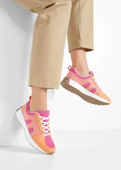 bonprix Sneaker^Sneaker mit Mesh-Einsatz pink/orange