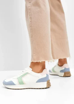 bonprix Sneaker^Sneaker mit Profilsohle weiß/rosa/grün/blau