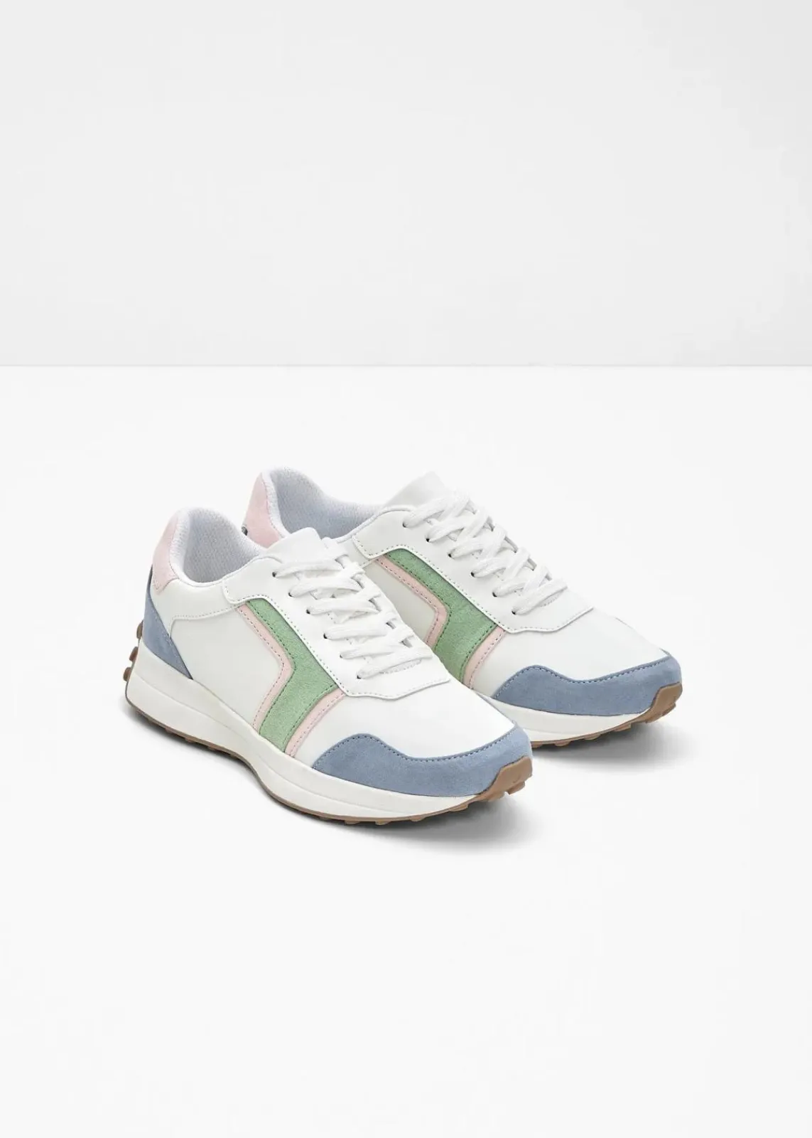 bonprix Sneaker^Sneaker mit Profilsohle weiß/rosa/grün/blau