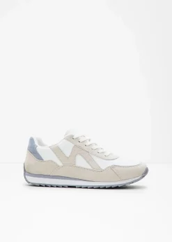 bonprix Sneaker^Sneaker mit Profilsohle weiß/beige/hellblau