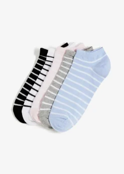 bonprix Mehrfachpacks|Mädchen·Strümpfe^Sneakersocken mit Bio-Baumwolle (5er Pack) bunt gestreift