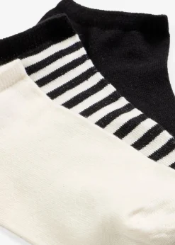 bonprix Socken & Strumpfhosen|Nachhaltigere Materialien^Sneakersocken mit Bio-Baumwolle (6er Pack) schwarz + wollweiß + schwarz/wollweiß