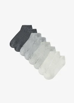 bonprix Nachhaltigere Materialien|Socken & Strumpfhosen^Sneakersocken mit Bio-Baumwolle (8er Pack) hellgrau meliert + grau meliert + natur meliert + anthrazitmeliert