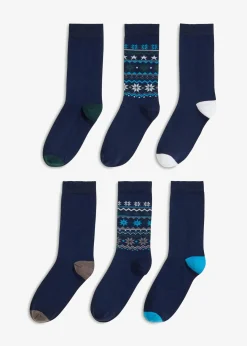 bonprix Nachhaltigere Materialien|Socken & Strumpfhosen^Socken mit Bio-Baumwolle (6er Pack) nachtblau + nachtblau gemustert