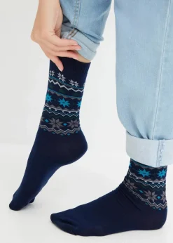 bonprix Nachhaltigere Materialien|Socken & Strumpfhosen^Socken mit Bio-Baumwolle (6er Pack) nachtblau + nachtblau gemustert
