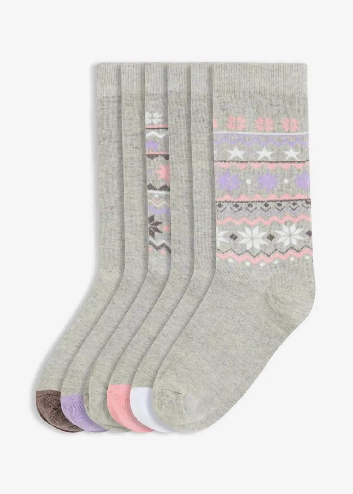 bonprix Mehrfachpacks|Jungen·Strümpfe^Socken mit Bio-Baumwolle (6er Pack) hellgrau meliert + hellgrau meliert gemustert