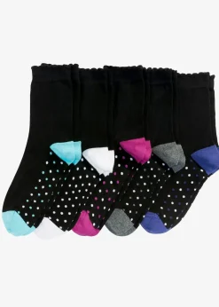 bonprix Nachhaltigere Materialien|Socken & Strumpfhosen^Socken mit Bio-Baumwolle (5er Pack) schwarz/bunt gepunktet