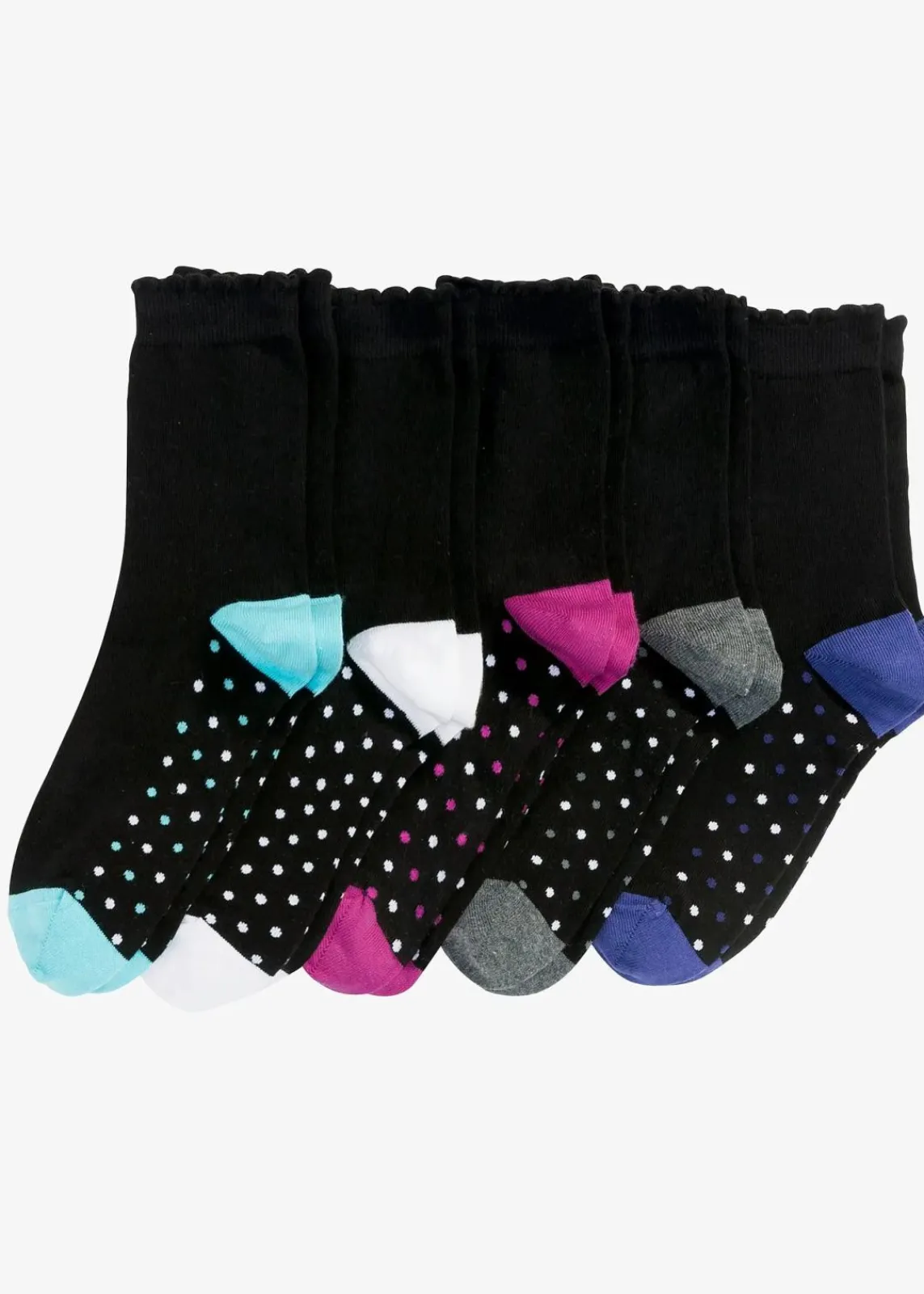 bonprix Nachhaltigere Materialien|Socken & Strumpfhosen^Socken mit Bio-Baumwolle (5er Pack) schwarz/bunt gepunktet
