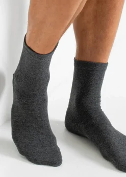 bonprix Socken|Socken^Socken mit druckfreiem Bund (4er Pack) schwarz/anthrazit meliert