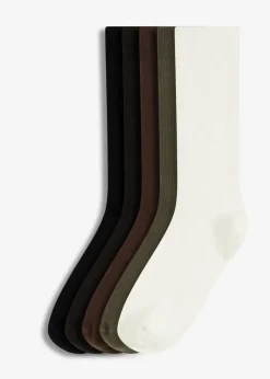 bonprix Mehrfachpacks|Jungen·Strümpfe^Socken mit Rippstruktur und Bio-Baumwolle (5er Pack) schwarz + dunkelbraun + perlweiß + erdoliv