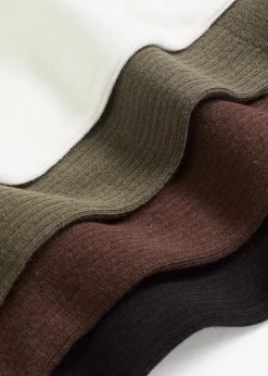 bonprix Mehrfachpacks|Jungen·Strümpfe^Socken mit Rippstruktur und Bio-Baumwolle (5er Pack) schwarz + dunkelbraun + perlweiß + erdoliv