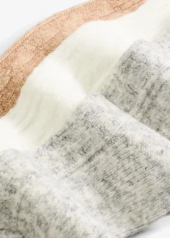 bonprix Socken|Socken^Socken mit Zopfmuster (3er Pack) hellgrau meliert + wollweiß + beige meliert
