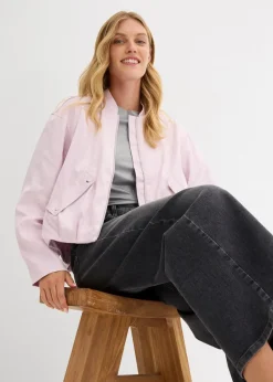 bonprix Bekleidung·Hosen|Jacken & Mäntel^Softblouson aus glänzendem Viskose-Mix puderflieder