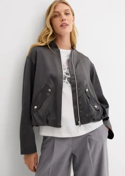 bonprix Jacken & Mäntel|Bekleidung·Hosen^Softblouson aus glänzendem Viskose-Mix anthrazit