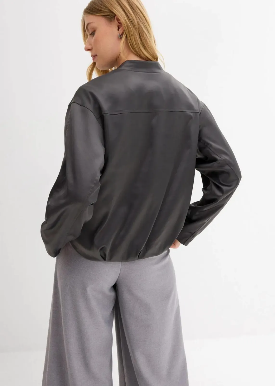 bonprix Jacken & Mäntel|Bekleidung·Hosen^Softblouson aus glänzendem Viskose-Mix anthrazit