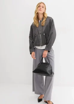 bonprix Jacken & Mäntel|Bekleidung·Hosen^Softblouson aus glänzendem Viskose-Mix anthrazit