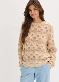bonprix Bekleidung·Umstandsmode|Bekleidung·Jeans^Softer Oversized Pullover mit Wolle und Alpaka beige meliert