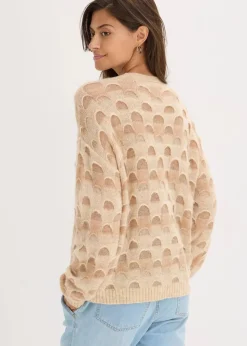 bonprix Bekleidung·Umstandsmode|Bekleidung·Jeans^Softer Oversized Pullover mit Wolle und Alpaka beige meliert