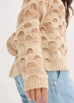 bonprix Bekleidung·Umstandsmode|Bekleidung·Jeans^Softer Oversized Pullover mit Wolle und Alpaka beige meliert