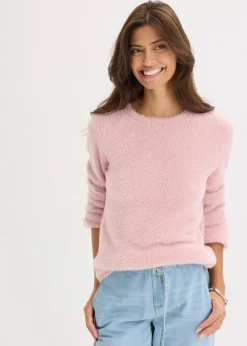 bonprix Bekleidung·Umstandsmode|Pullover & Strickjacken^Softer Pullover mit weiten Ärmeln aschrosa meliert