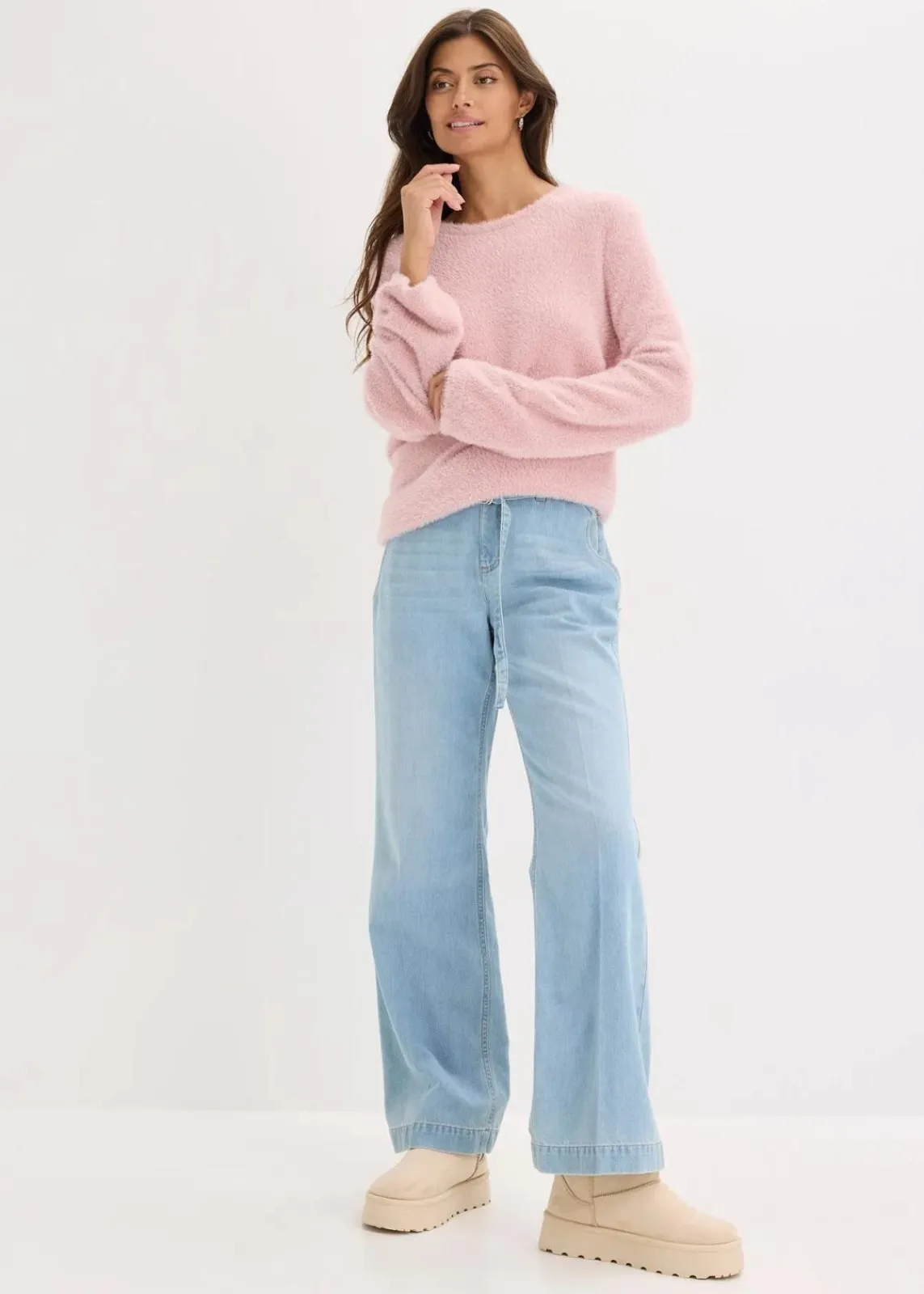 bonprix Bekleidung·Umstandsmode|Pullover & Strickjacken^Softer Pullover mit weiten Ärmeln aschrosa meliert