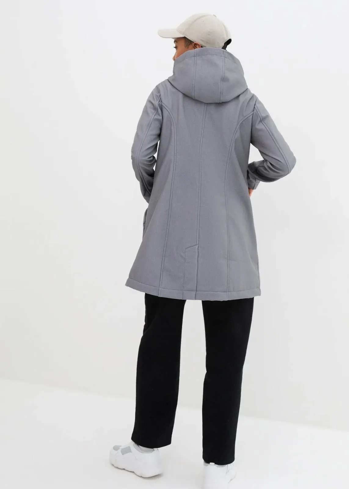 bonprix Bekleidung·Hosen|Jacken & Mäntel^Softshell-Parka mit Kapuze rauchgrau meliert
