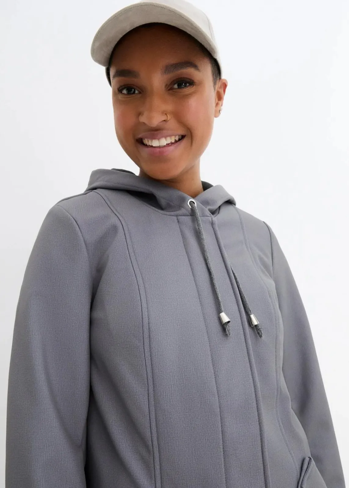 bonprix Bekleidung·Hosen|Jacken & Mäntel^Softshell-Parka mit Kapuze rauchgrau meliert