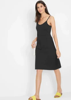 bonprix Basics|Nachhaltigere Materialien^Sommer-Jersey-Kleid mit verstellbaren Trägern schwarz