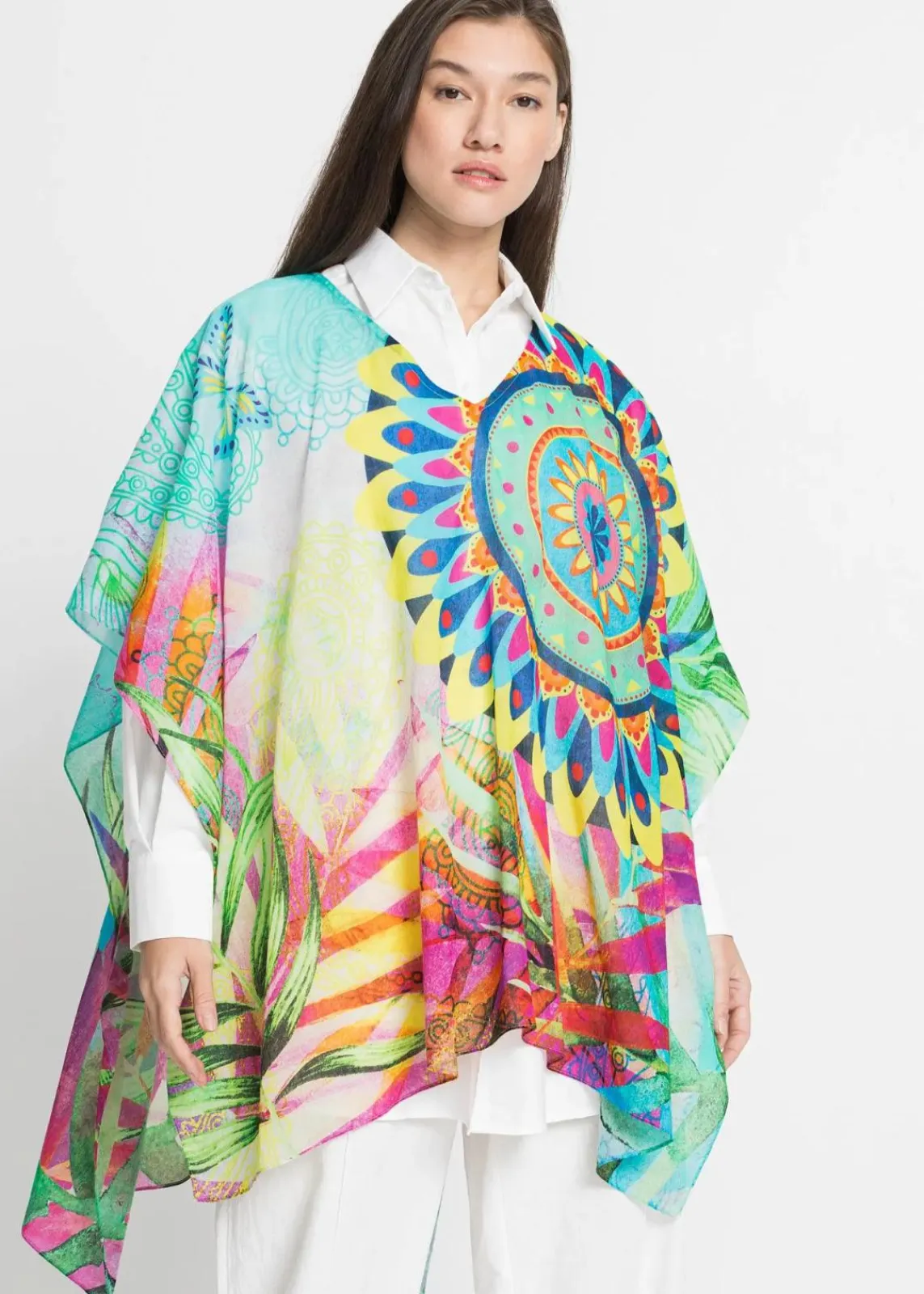 bonprix Ponchos|Schuhe & Accessoires In Spezialgrößen·Tücher & Ponchos^Sommerponcho multi bedruckt