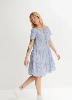 bonprix Bekleidung·Pullover & Strickjacken|Kleider^Sommer-Tunika-Kleid aus reiner Baumwolle hellindigo/weiß längs gestreift