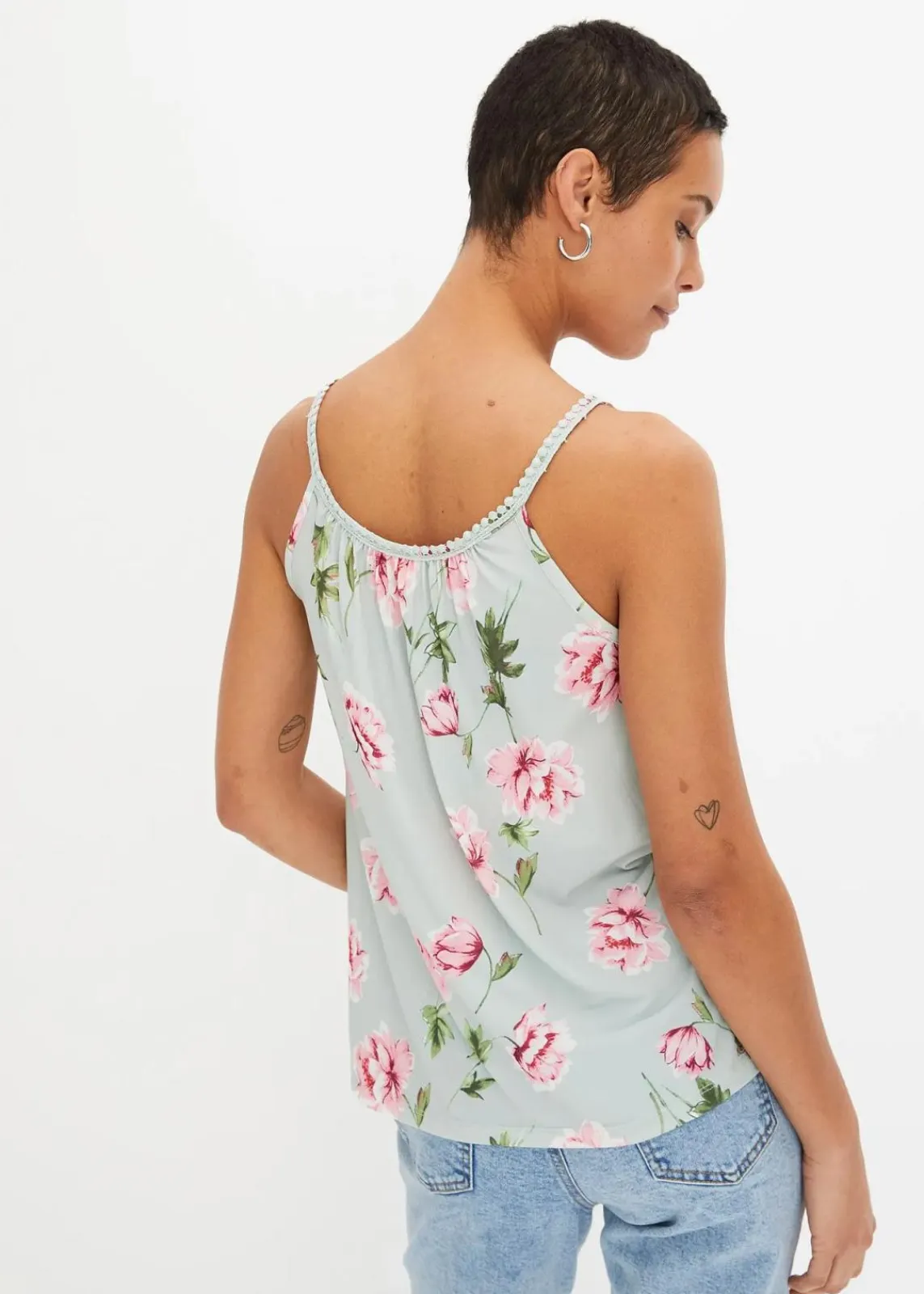bonprix Nachhaltigere Materialien|Shirts & Tops^Spaghettiträger-Top mint geblümt