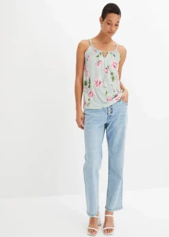 bonprix Nachhaltigere Materialien|Shirts & Tops^Spaghettiträger-Top mint geblümt