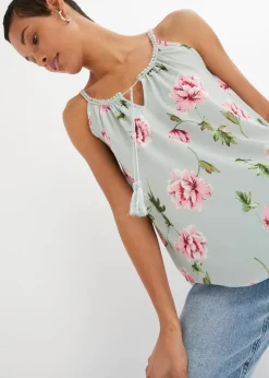 bonprix Nachhaltigere Materialien|Shirts & Tops^Spaghettiträger-Top mint geblümt