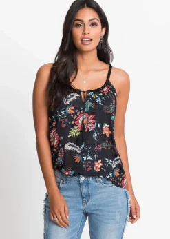 bonprix Nachhaltigere Materialien|Shirts & Tops^Spaghettiträger-Top schwarz geblümt