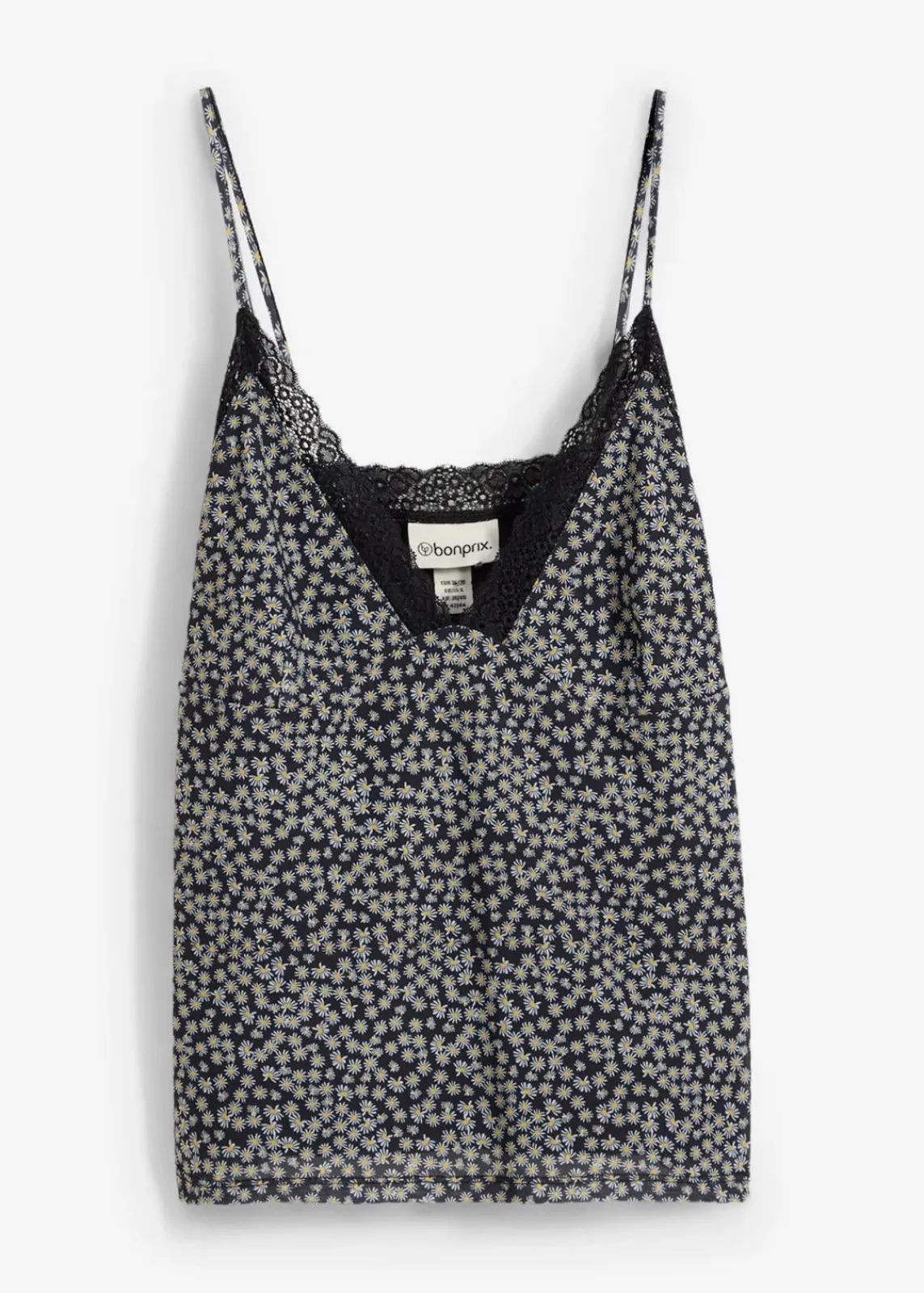 bonprix Shirts & Tops^Spaghettiträger-Top aus Mesh schwarz/weiß geblümt