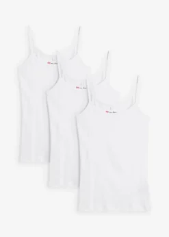bonprix Shirts & Tops|Basics^Spaghettiträger-Top aus reiner Baumwolle (3er Pack) weiß +weiß + weiß