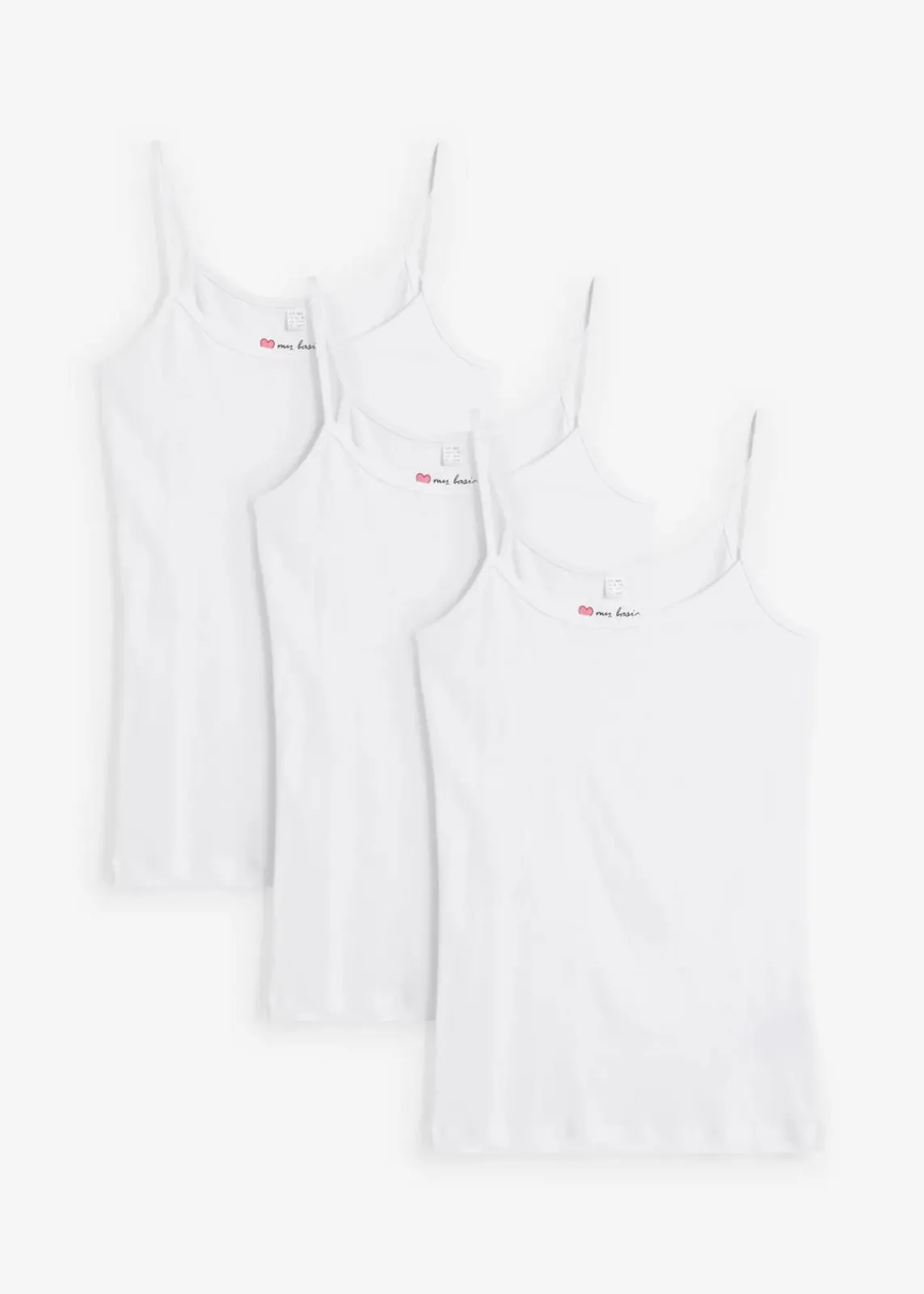 bonprix Shirts & Tops|Basics^Spaghettiträger-Top aus reiner Baumwolle (3er Pack) weiß +weiß + weiß