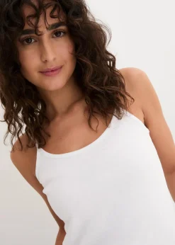 bonprix Shirts & Tops|Basics^Spaghettiträger-Top aus reiner Baumwolle (3er Pack) weiß +weiß + weiß