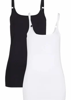 bonprix Shirts & Tops|Basics^Spaghettiträger-Top aus reiner Bio Baumwolle, (2er-Pack) weiß+schwarz