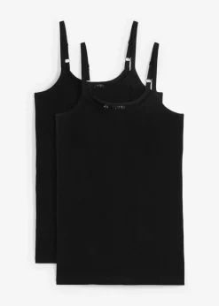 bonprix Wäsche·Unterhemden|Bekleidung·Röcke^Spaghettiträger-Top aus reiner Bio Baumwolle, (2er-Pack) schwarz+schwarz