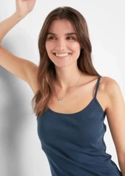 bonprix Shirts & Tops|Basics^Spaghettiträger-Top aus reiner Baumwolle (3er Pack) beerenrot + anthrazit + dunkelblau