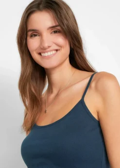 bonprix Shirts & Tops|Basics^Spaghettiträger-Top aus reiner Baumwolle (3er Pack) beerenrot + anthrazit + dunkelblau